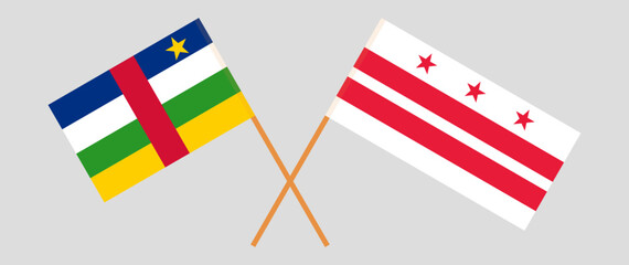 Fototapeta na wymiar Crossed flags of Central African Republic and the District of Columbia. Official colors. Correct proportion