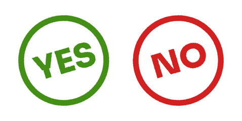 Yes and No stamp icon. Yes and No rubber stamp outline circle symbol. Vector stock.