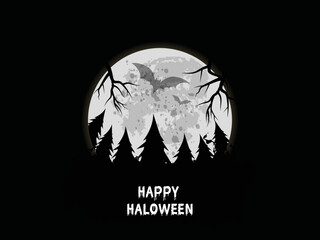 Realistic Happy Halloween with dry tree evil on moon background design 06