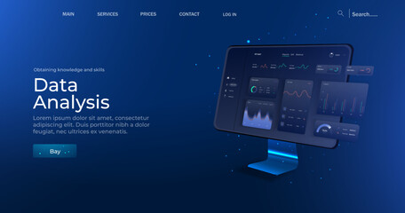 Data analyst consolidating financial information and reports on computer. Financial data management, financial software, digital data report concept. Vector illustration.