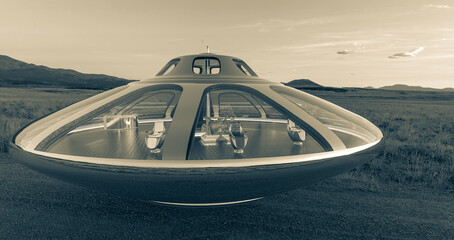 Fototapeta na wymiar ufo space ship parked