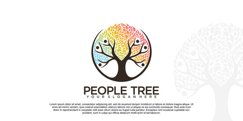 People tree vector logo design template Premium Vector