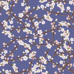 Obraz na płótnie Canvas Seamless pattern of spring branch background. Creative illustration for print wrapping or textile. .
