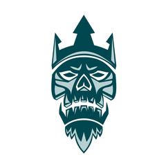 Neptune Skull Trident Crown Retro © Redwater Vectors