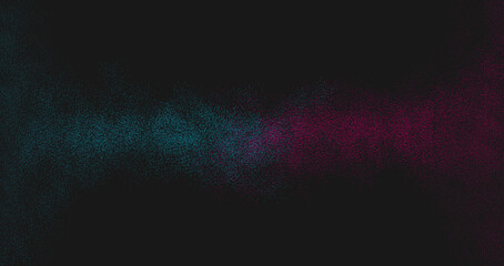 Abstract pattern of small splashes, sequins, spray. Blue and pink color on a black background.