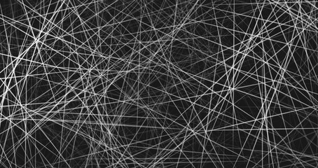 Abstract pattern of lines on a black background. Black  and white color.