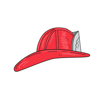 Vintage Fireman Firefighter Helmet Drawing
