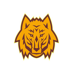 Gray Wolf Head Front Retro