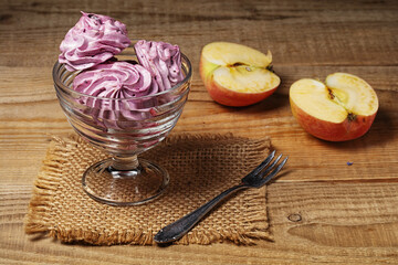 Delicate handmade marshmallow in glass bowl