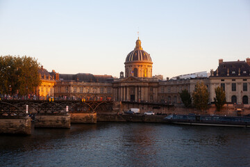 Fototapeta premium Pont des Arts Artists bridge of Paris with the Institut de France in the background