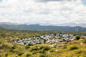 Fototapeta na wymiar overlook of an africa village on the outskirts of windhoek namibia