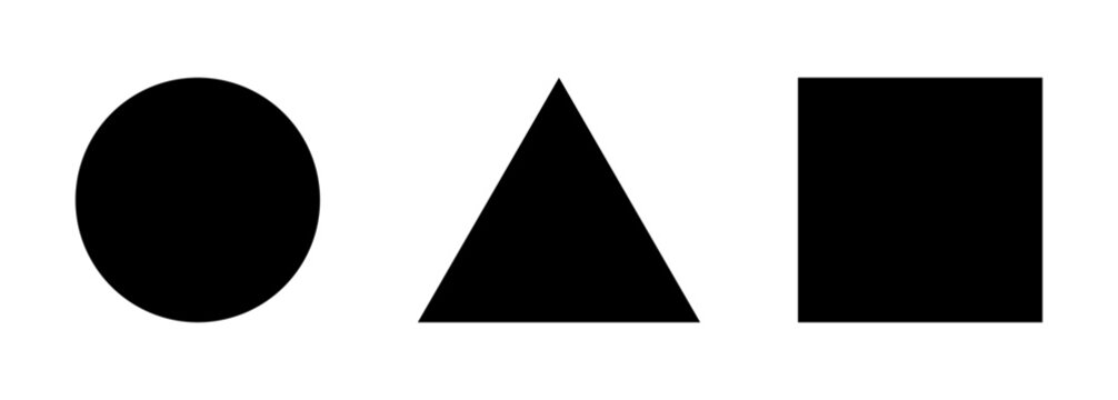 Basic Set of Primary Geometrical Shapes or Forms including Circle, Triangle and Square. Vector Image.