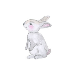 Obraz premium Cute easter bunny. Watercolor illustration. A lovely, gentle composition in pastel colors. Objects isolated on white background