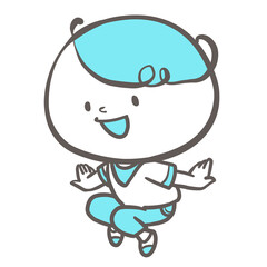 《元気ポーズのこどもシリーズ》笑顔でなにかを飛び越えるようにジャンプするこども２