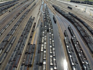 Fototapeta na wymiar Aerial view of the rail yard