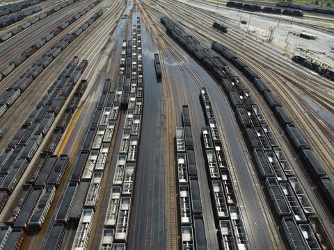 Aerial view of the rail yard