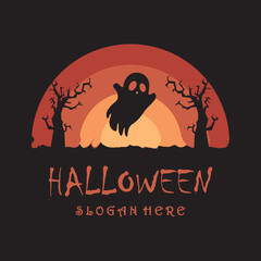 halloween logo with slogan template