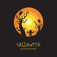 halloween logo with slogan template