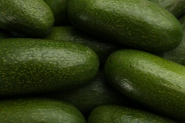 Fresh whole seedless avocados as background, closeup