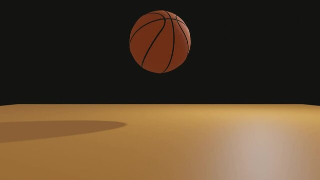 Basketball bounces and hits viewer, 3d animation