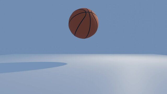 Basketball bounces and hits viewer, 3d animation