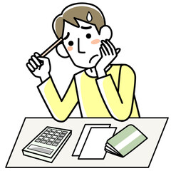 お金の問題で悩む若い男性の上半身