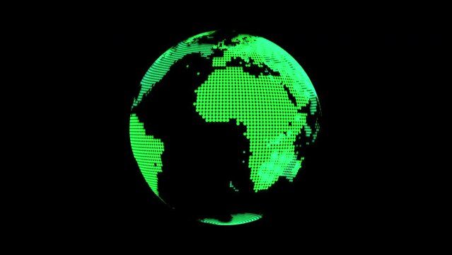 ドットで描かれた地球が回転するループビデオ