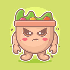 serious salad food character mascot with angry expression isolated cartoon in flat style design