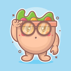 smart salad food character mascot with think expression isolated cartoon in flat style design