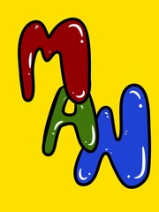 text man cartoon on yellow background