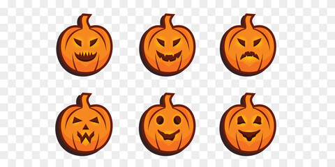 Halloween pumpkin collection with various expressions for Halloween celebration