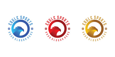 collection of eagle designs in vintage 3d style, for games and sports
