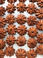 top view flower shaped cinnamon cookies