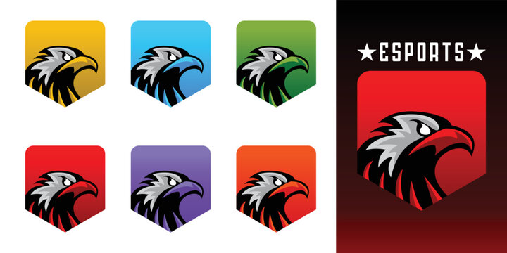 collection of eagle head design badges, for sports and games