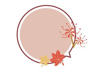 かわいい紅葉と曼珠沙華の吹き出しイラスト