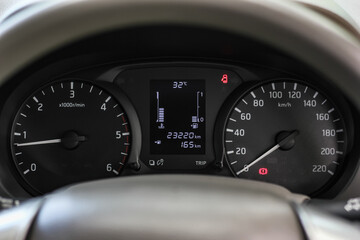 car​ instrument panel, car​ speed motor of​ night, car​ dashboard​ modern​ automobile control​illuminated panel​ speed display.	