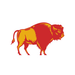 Fototapeta premium American Bison Side Woodcut