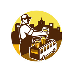 Bartender Beer City Van Circle Retro