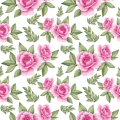 Poster Romantische roze rozen patroon achtergrond © Kawisara