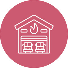Firefighter Garage Multicolor Circle Line Inverted Icon