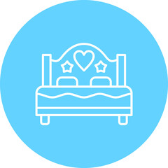 Double Bed Multicolor Circle Line Inverted Icon