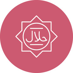 Halal Multicolor Circle Line Inverted Icon