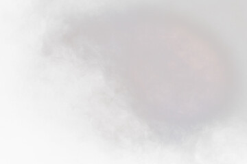 Dense Fluffy Puffs of White Smoke and Fog on transparent png Background, Abstract Smoke Clouds, Movement Blurred out of focus. Smoking blows from machine dry ice fly fluttering in Air, effect texture