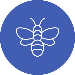 Bee Multicolor Circle Line Inverted Icon