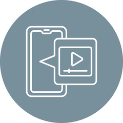 Video Player Multicolor Circle Line Inverted Icon