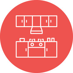 Kitchen Multicolor Circle Line Inverted Icon
