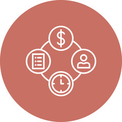 Time Management Multicolor Circle Line Inverted Icon