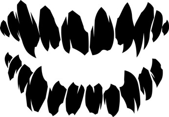 Horror monster and vampire or zombie fangs teeth silhouette illustration © dhtgstockphoto