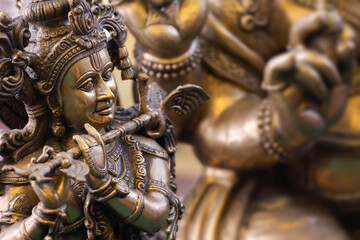 Fototapeta na wymiar Statue of Hindu god krishna 
