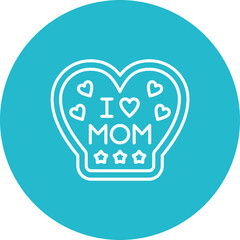 I Love Mom Multicolor Circle Line Inverted Icon